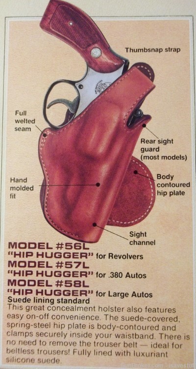 LEFT HAND Bianchi Suede Lined Leather Paddle Holster Smith Wesson 36 37 38 -img-8