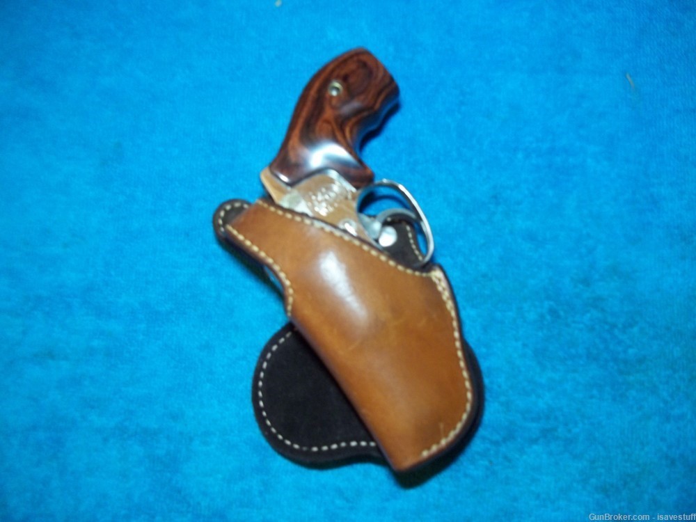 LEFT HAND Bianchi Suede Lined Leather Paddle Holster Smith Wesson 36 37 38 -img-0