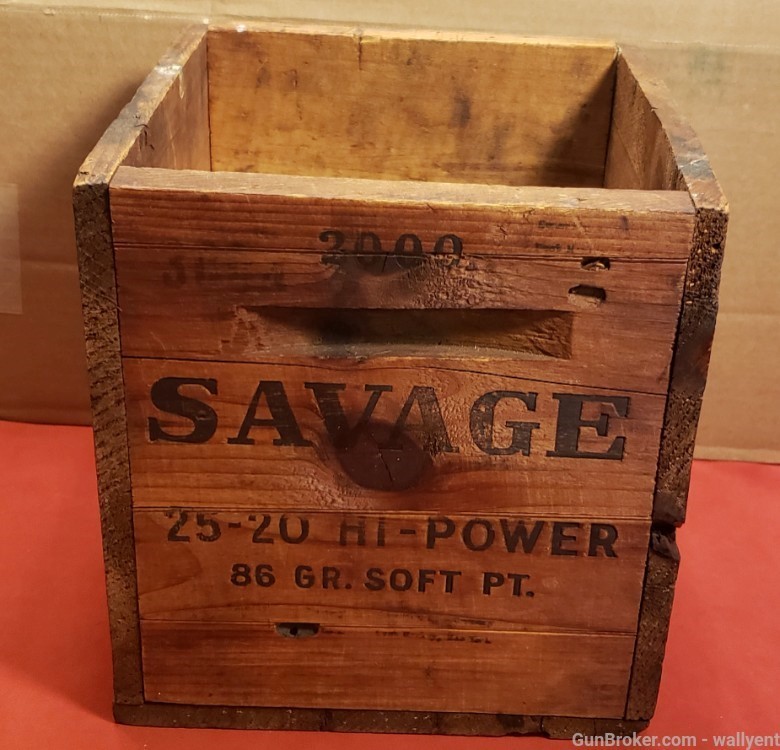 Savage 25-20 Hi-Power Wood Ammunition Box crate 25-20 WCF extremely rare-img-2