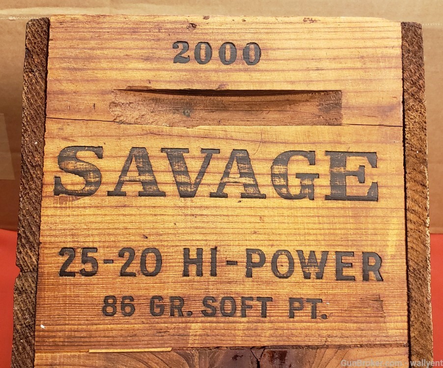 Savage 25-20 Hi-Power Wood Ammunition Box crate 25-20 WCF extremely rare-img-0