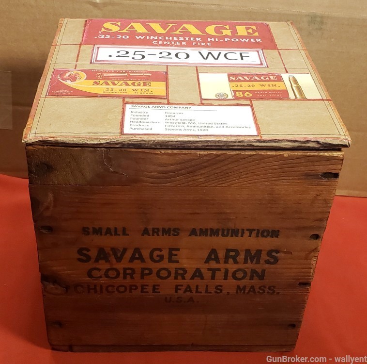 Savage 25-20 Hi-Power Wood Ammunition Box crate 25-20 WCF extremely rare-img-10