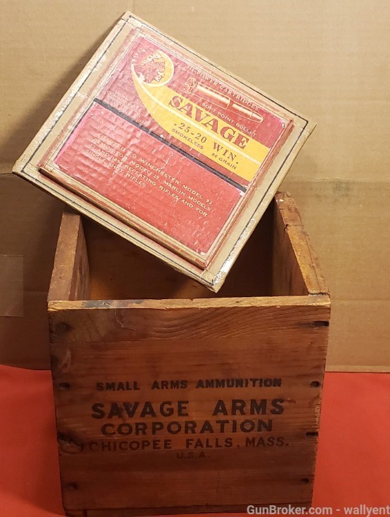 Savage 25-20 Hi-Power Wood Ammunition Box crate 25-20 WCF extremely rare-img-11
