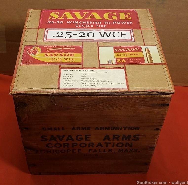 Savage 25-20 Hi-Power Wood Ammunition Box crate 25-20 WCF extremely rare-img-7