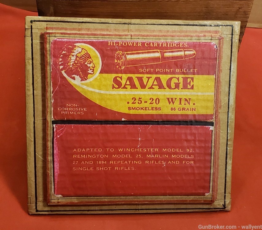Savage 25-20 Hi-Power Wood Ammunition Box crate 25-20 WCF extremely rare-img-9