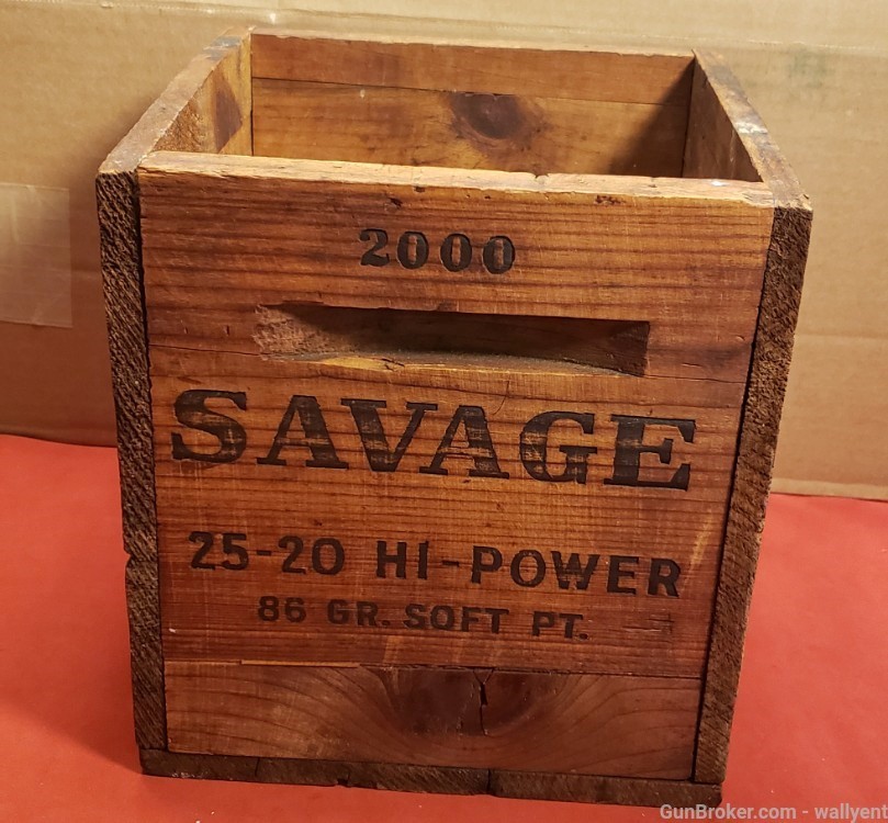 Savage 25-20 Hi-Power Wood Ammunition Box crate 25-20 WCF extremely rare-img-4