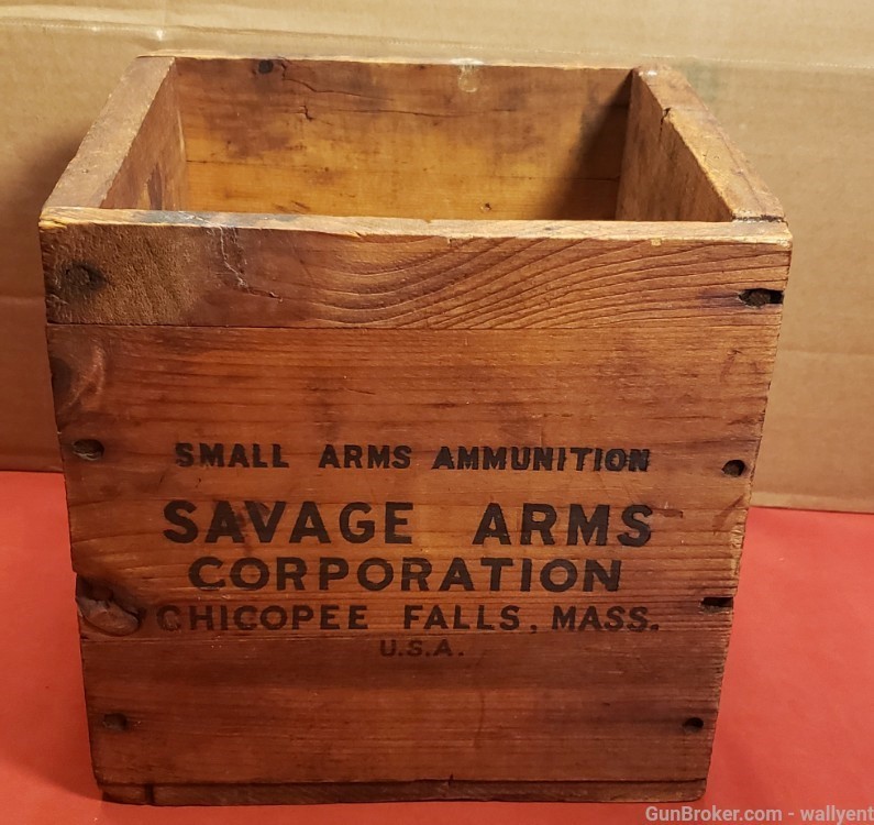 Savage 25-20 Hi-Power Wood Ammunition Box crate 25-20 WCF extremely rare-img-1