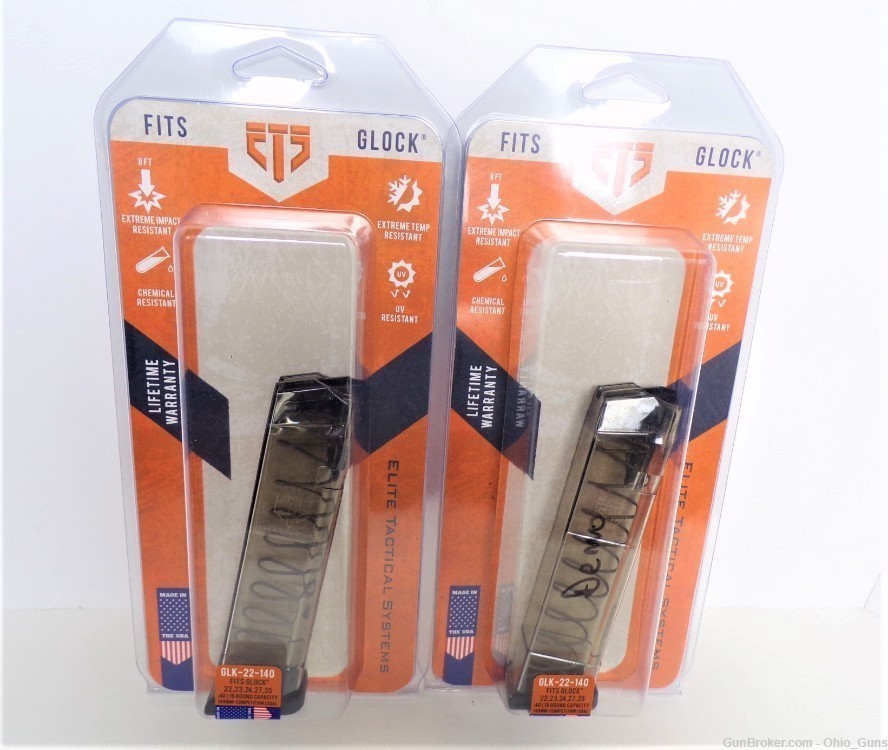 ETS Glk-22-140 Pistol Mag Clear Detachable 19rd 40 S&W - Lot of 2-img-0