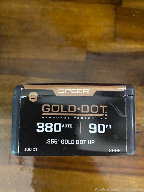 Speer 380 AUTO 90gr Gold Dot Hollow Point Bullets-img-1