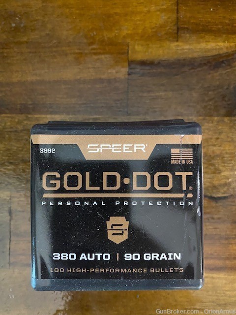 Speer 380 AUTO 90gr Gold Dot Hollow Point Bullets-img-0