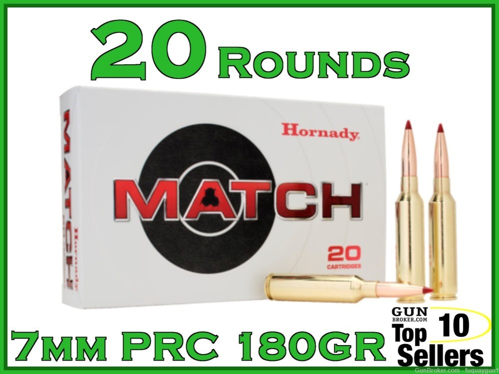 Hornady Match 7MM PRC 180 GR ELD 80711 20CT Ammo -img-0