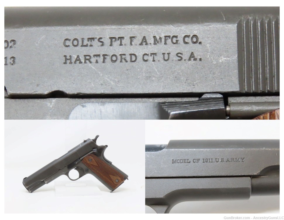 ICONIC c1918 World War I U.S. ARMY COLT Model 1911 .45 Pistol C&R GREAT WAR-img-0