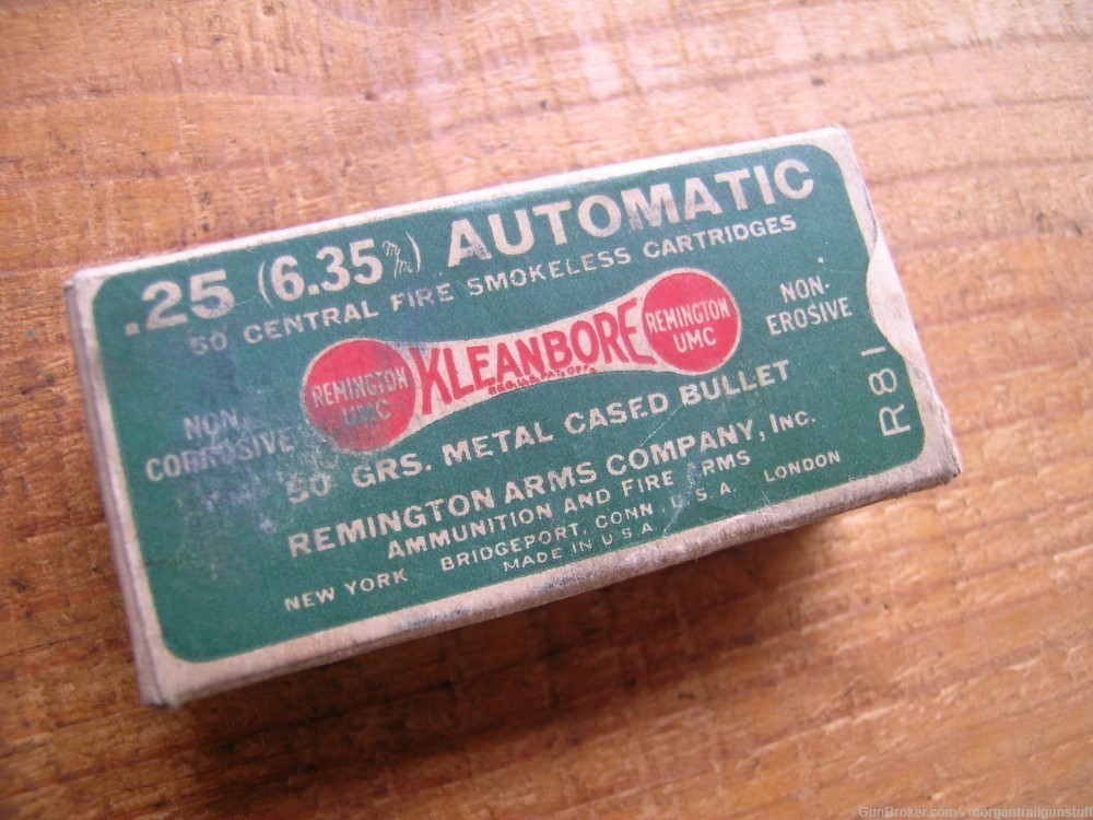 Vintage Remington Dog Bone Full 50rd Box .25 Auto/6.35mm Ammo 25acp-img-0