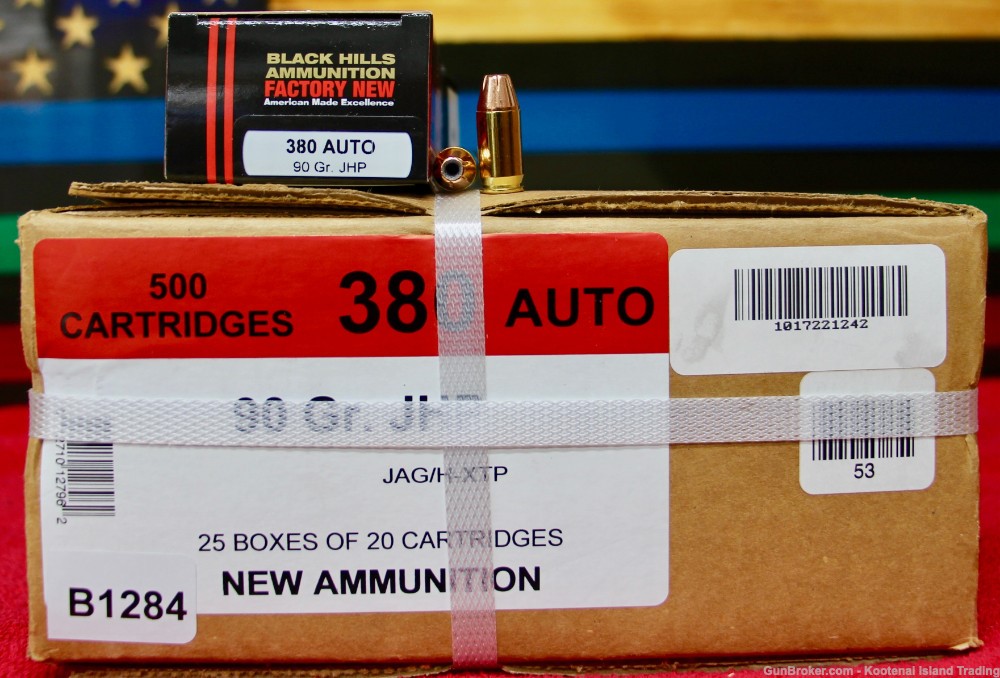 New, Sealed Box 500rds Black Hills 380acp 90rgr JHP-img-0