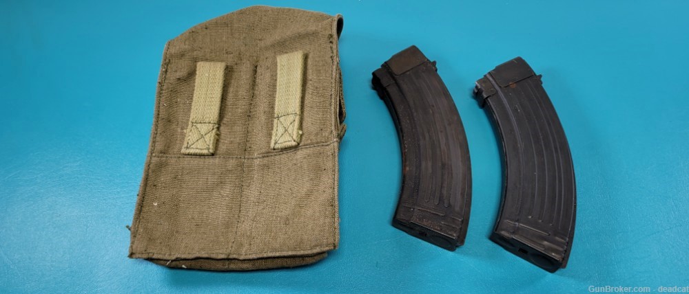 Vintage Polish Two AK-47 Rifle Magazines Steel Mags with Carry Case Pouch-img-1