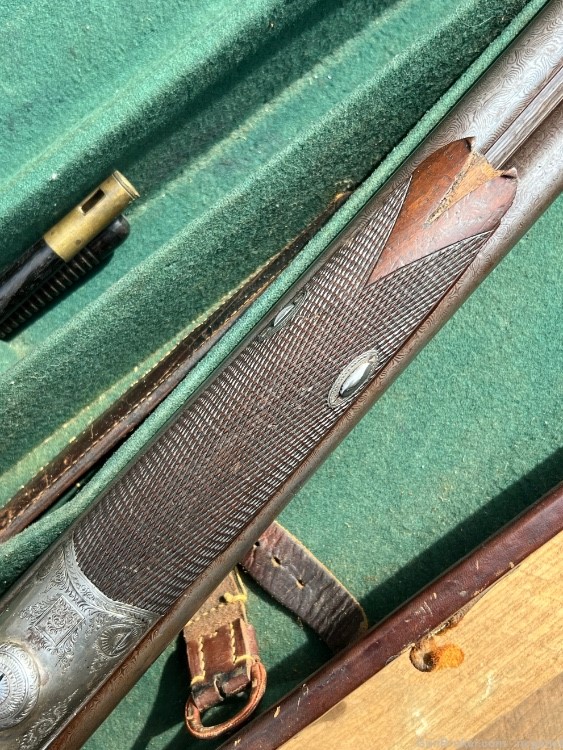 J. Clarke Underlever SxS 12ga English Cased Hammer Gun-img-39