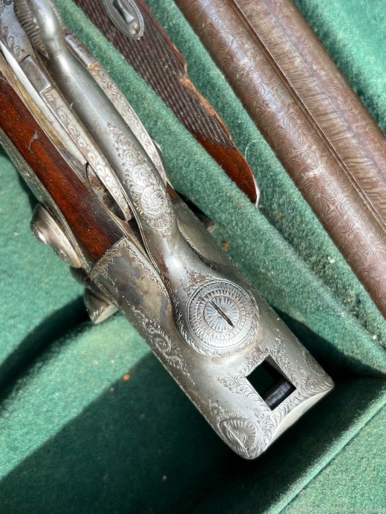 J. Clarke Underlever SxS 12ga English Cased Hammer Gun-img-19