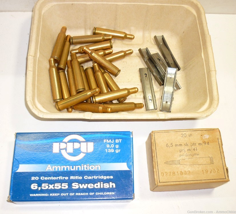 60rd - VARIETY LOT - 6.5x55 Swedish Mauser - PPU Gallery Mil + 5 CLIPS-img-0