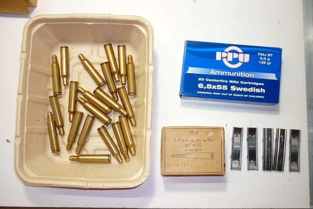 60rd - VARIETY LOT - 6.5x55 Swedish Mauser - PPU Gallery Mil + 5 CLIPS-img-2