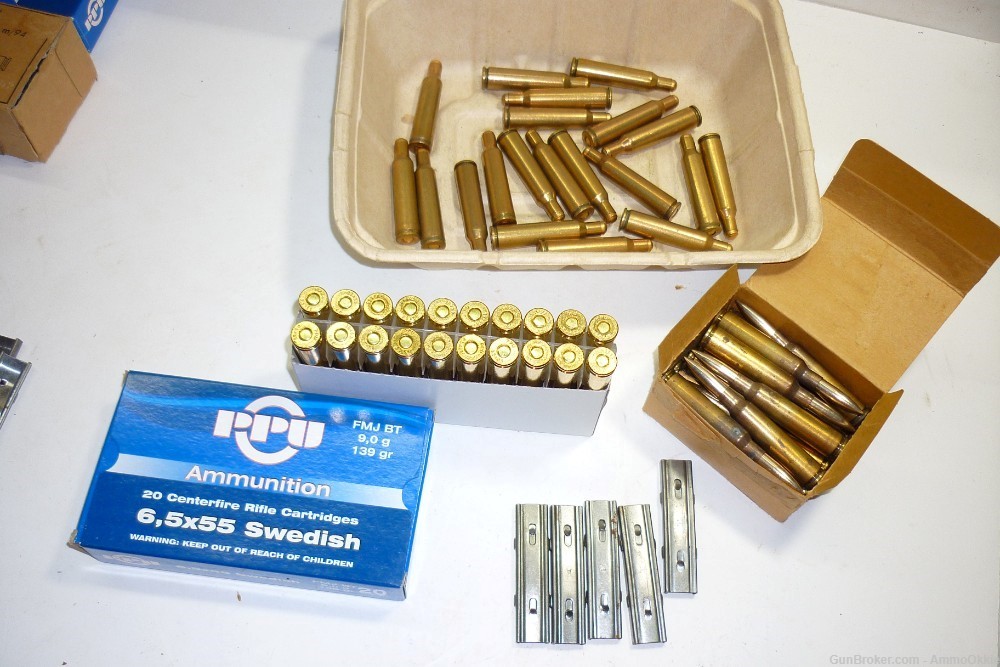 60rd - VARIETY LOT - 6.5x55 Swedish Mauser - PPU Gallery Mil + 5 CLIPS-img-19