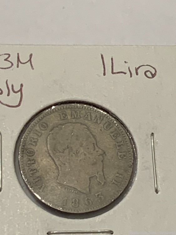 1863 M Italy 1 Lira, silver -img-1
