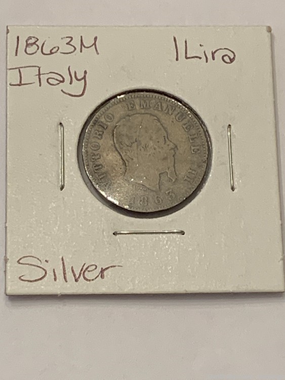 1863 M Italy 1 Lira, silver -img-0