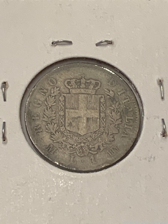 1863 M Italy 1 Lira, silver -img-3