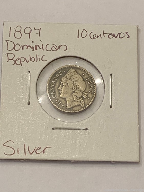 1897 Dominican Republic 10 centavos - AU/BU detail, great condition, silver-img-0