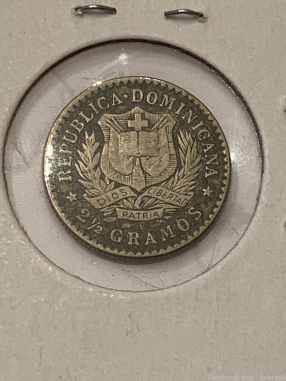 1897 Dominican Republic 10 centavos - AU/BU detail, great condition, silver-img-2