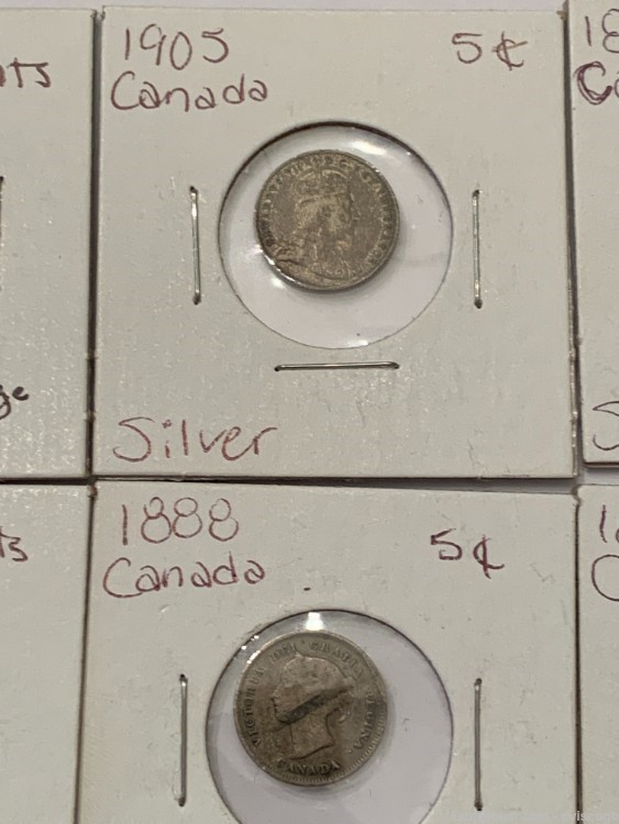 1891 - 1918 Canada 5 cent and 10 cent - 7 coins, silver -img-2