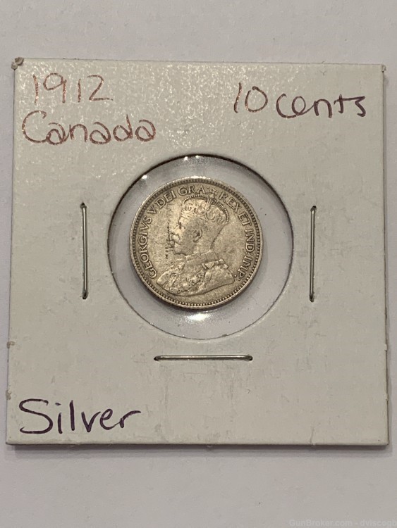 1912 Canada 10 cent - AU  Details, great condition, silver -img-0