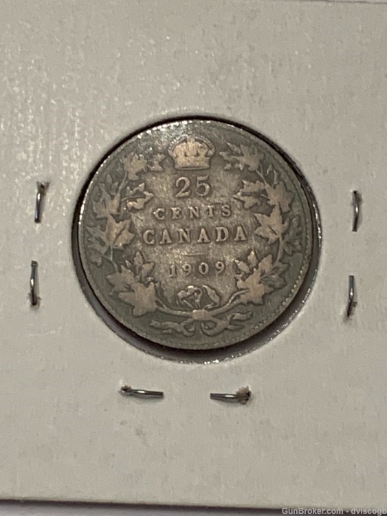 1909 Canada 25 cent - F\XF\AU detail, silver -img-2