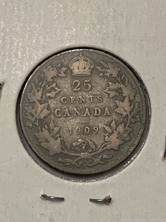 1909 Canada 25 cent - F\XF\AU detail, silver -img-3