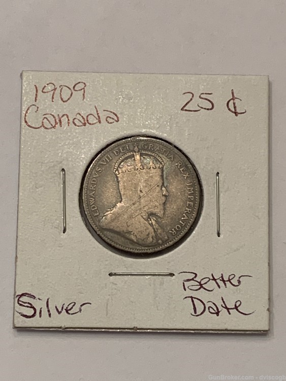 1909 Canada 25 cent - F\XF\AU detail, silver -img-0