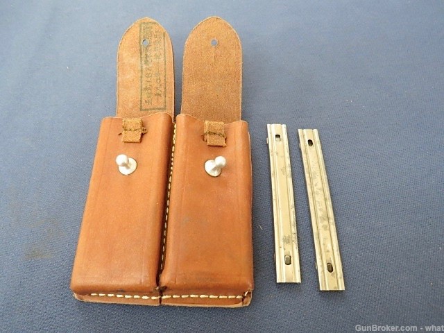 2 Mauser Broomhandle C96 Stripper Clips & Chinese Leather Clip Pouch-img-0