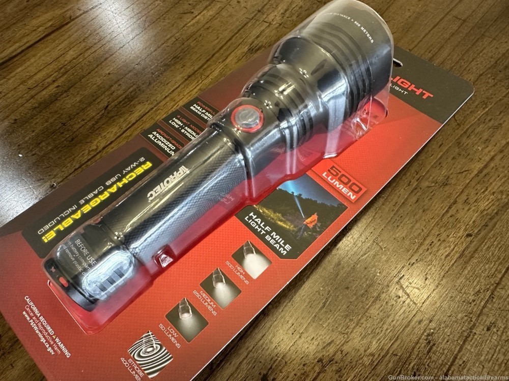 IPROTEC Half Mile Rechargeable Flashlight 500 Lumen 4 Modes BNIB-img-8