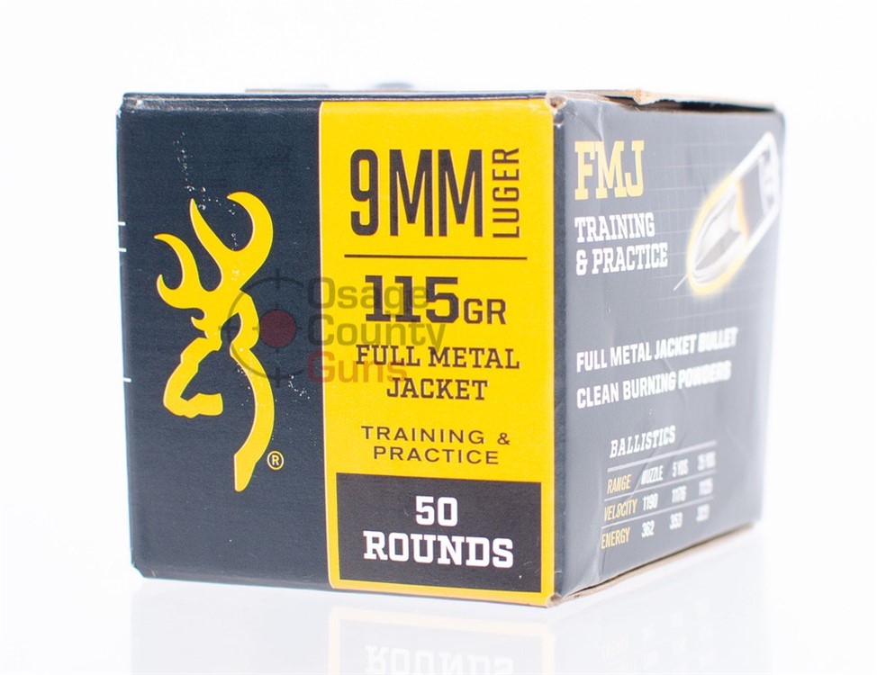 Browning 9mm 115 FMJ Ammo 115gr - Case of 1000 Rds-img-0