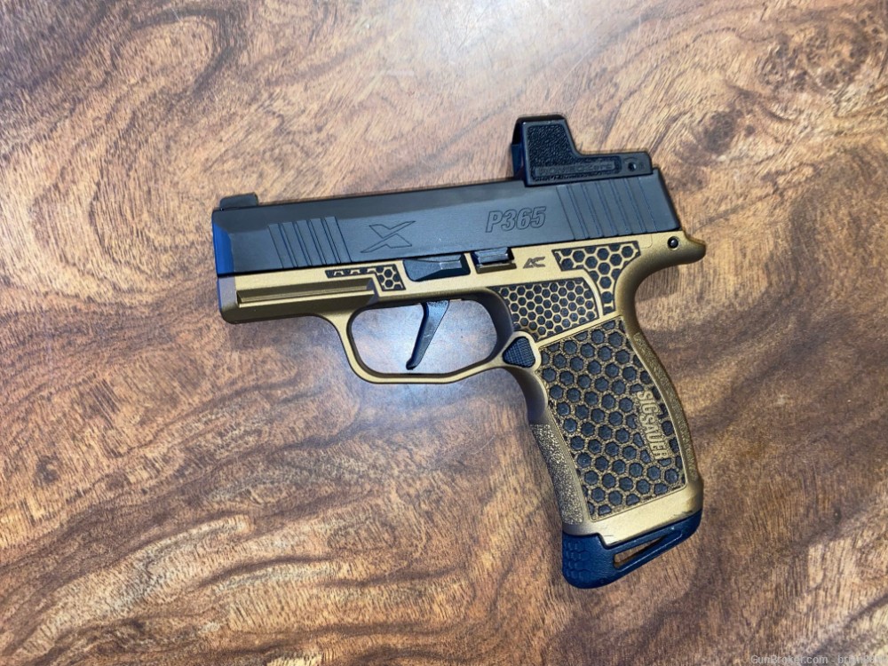 SIG P365X Romeo Zero Bronze Cerakote 2-12Rd Mags W/ EXT Pinky & Mag Release-img-0