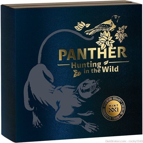 2022- PANTHER - 50 mm - 50 grams .999 silver in high relief w/ gold gilt-img-7