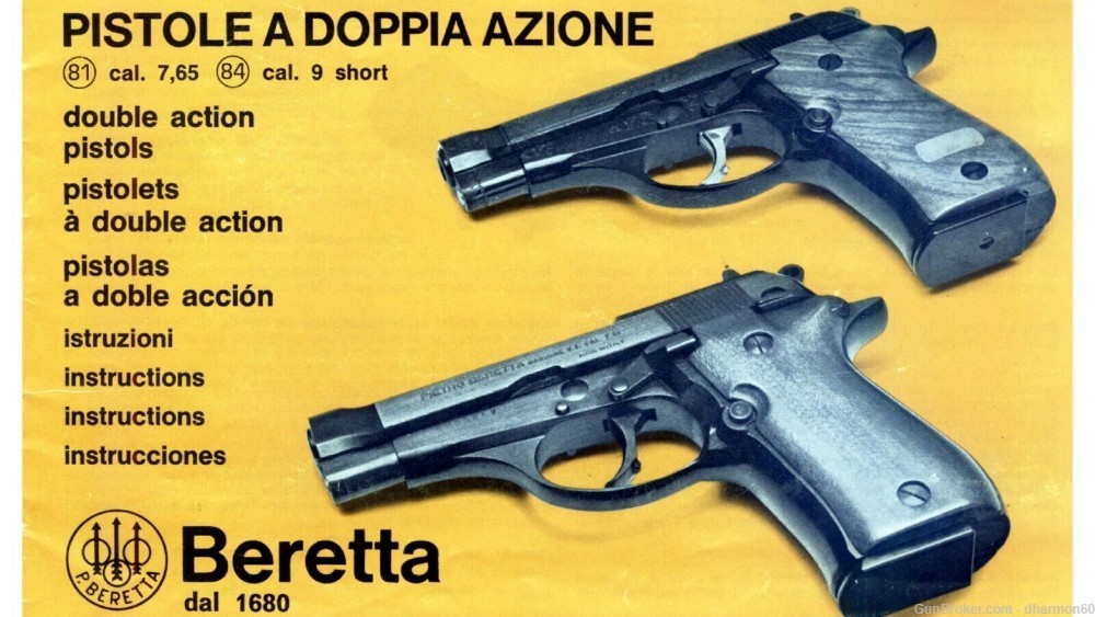 Beretta Model 81 and 84 Pistol Instruction and Maintenance Manual-img-0