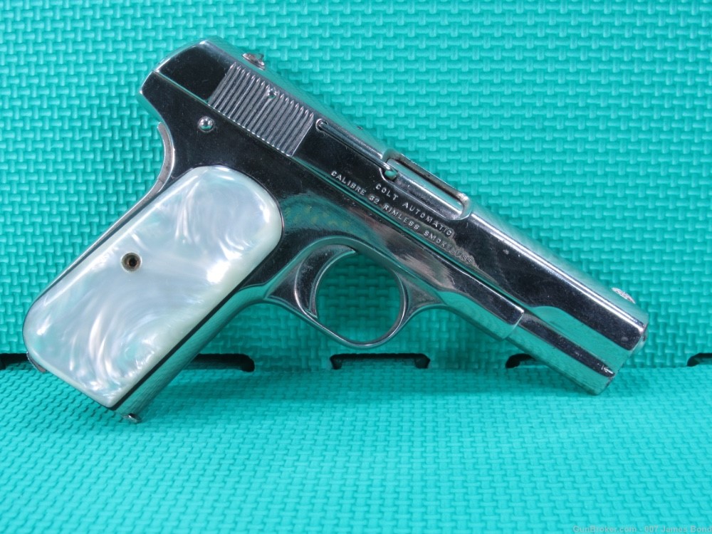 Colt Model 1903 Pocket Hammerless 32 ACP Nickel Finish w/ Pearl Grips Nice-img-13