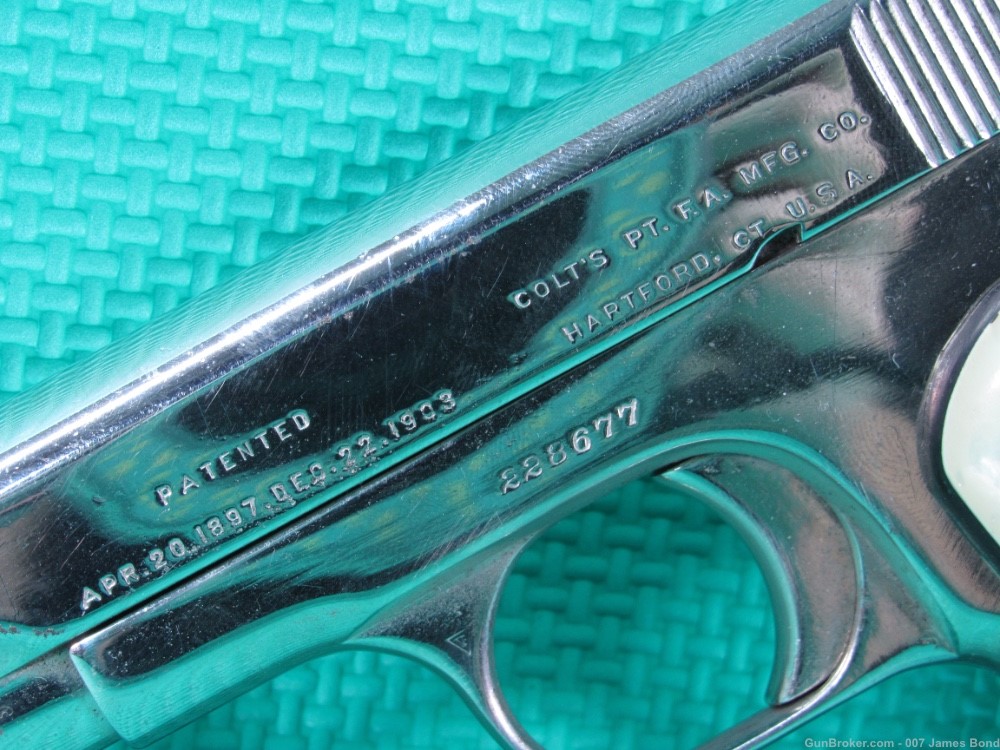 Colt Model 1903 Pocket Hammerless 32 ACP Nickel Finish w/ Pearl Grips Nice-img-7