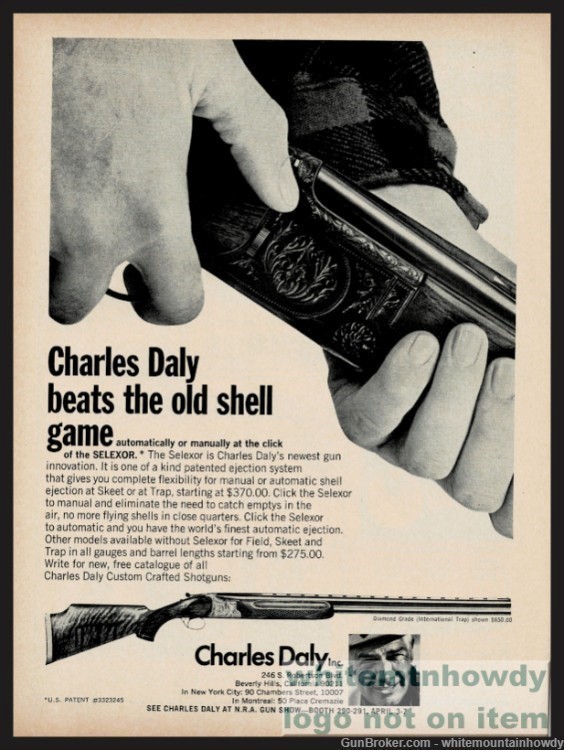 1970 CHARLES DALY Diamond Grade Trap Shotgun PRINT AD-img-0