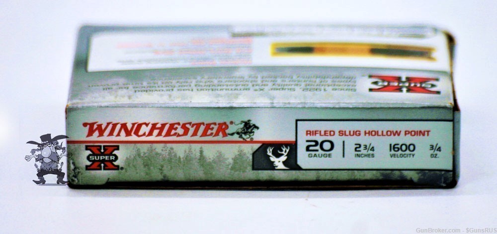 20 GA Winchester SUPERX SLUGS 2¾" 3/4oz 20GA HOLLOW POINT SMOOTH BORE 5 RDS-img-3