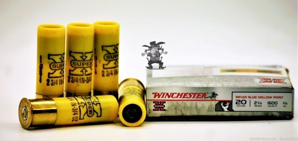 20 GA Winchester SUPERX SLUGS 2¾" 3/4oz 20GA HOLLOW POINT SMOOTH BORE 5 RDS-img-2