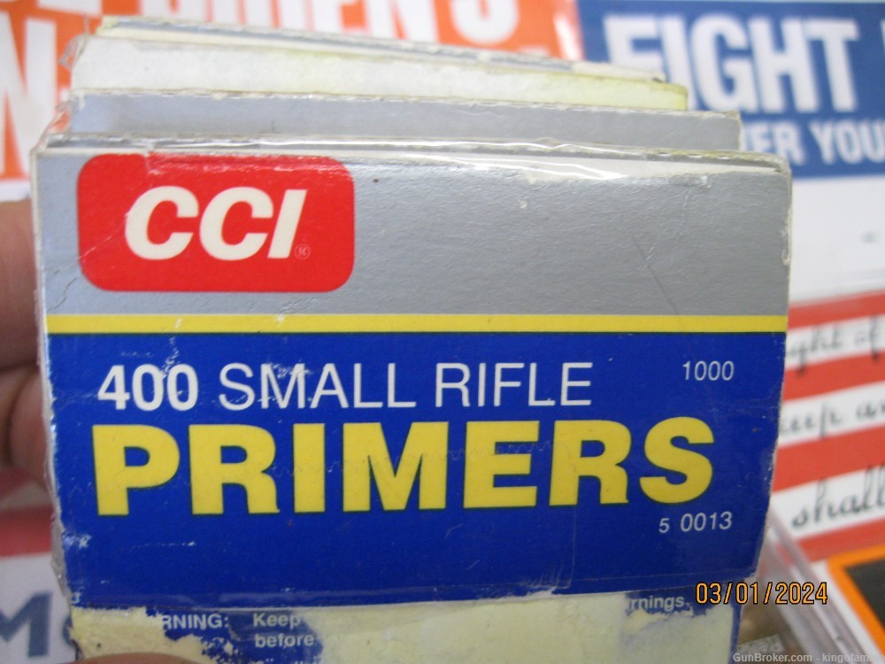 Scarce 400 Pc Small RIFLE Primers CCI  SR # 400 ; others and  LR avail-img-1