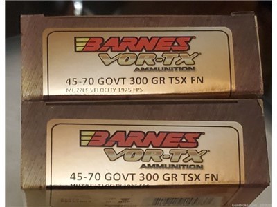 40 Rounds Barnes .45-70 GOVT VOR-TX 300 GR TSX FN
