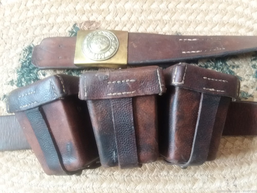 Vintage WW1 German "GOT MIT UNS" Belt, Buckle, and Ammo Pouches-img-2