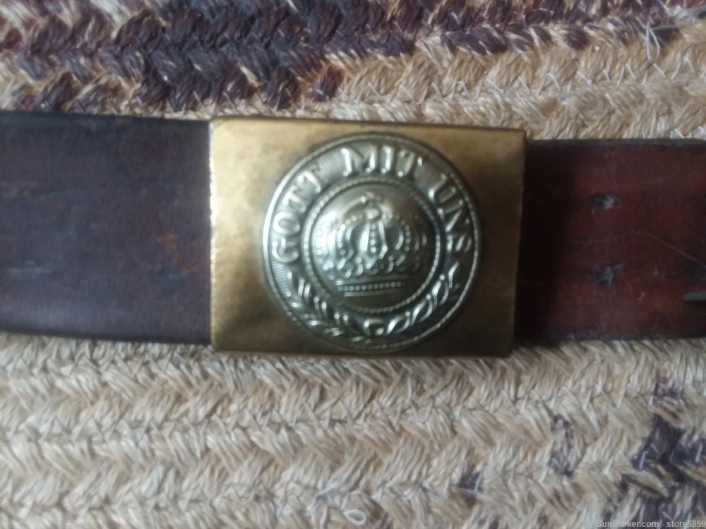 Vintage WW1 German "GOT MIT UNS" Belt, Buckle, and Ammo Pouches-img-5