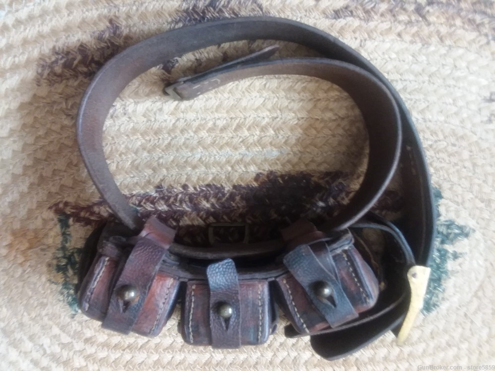 Vintage WW1 German "GOT MIT UNS" Belt, Buckle, and Ammo Pouches-img-6
