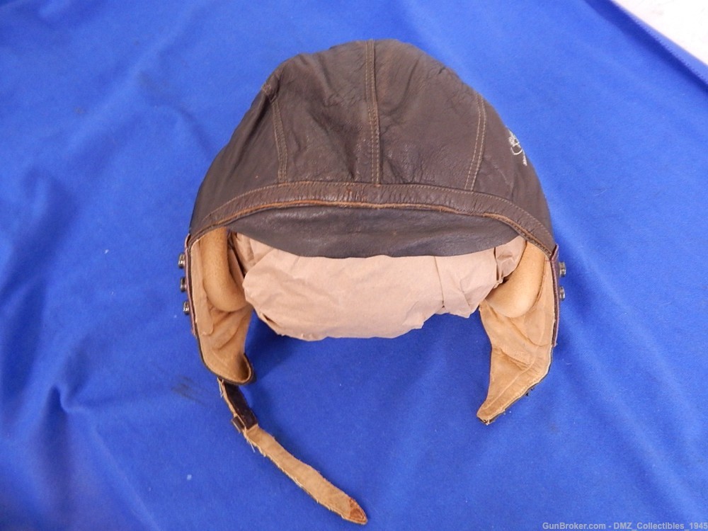 WWII WW2 US Army Air Force Leather Flying Helmet-img-0